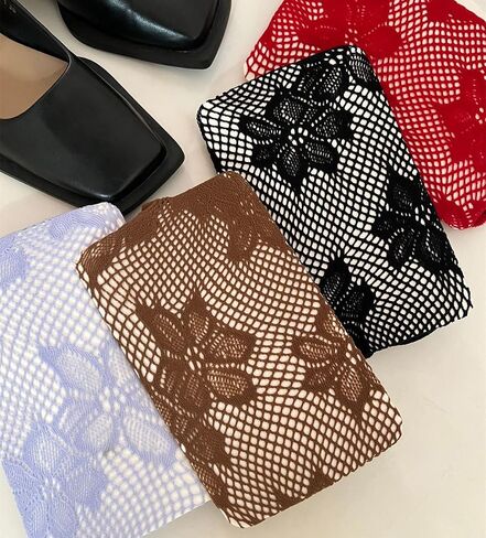 Mrotrida Women's Fishned Fishnet Corts Y2K Gothic Flower Lace See من خلال تخزين الجوارب الداخلية in Saudi Arabia