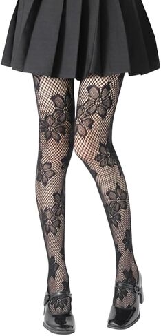Mrotrida Women's Fishned Fishnet Corts Y2K Gothic Flower Lace See من خلال تخزين الجوارب الداخلية in Saudi Arabia