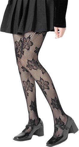 Mrotrida Women's Fishned Fishnet Corts Y2K Gothic Flower Lace See من خلال تخزين الجوارب الداخلية in Saudi Arabia