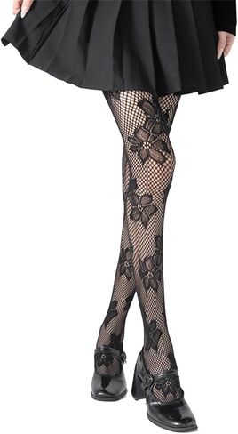 Mrotrida Women's Fishned Fishnet Corts Y2K Gothic Flower Lace See من خلال تخزين الجوارب الداخلية in Saudi Arabia