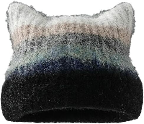 Women Girls Cute Cat Ears Beanie Hat Winter Warm Knit Hat Retro Y2K Skull Caps Soft Slouchy Crochet Hats Ski Cap in Saudi Arabia