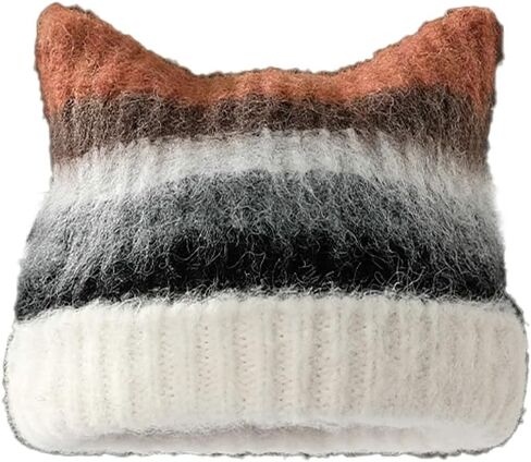 Women Girls Cute Cat Ears Beanie Hat Winter Warm Knit Hat Retro Y2K Skull Caps Soft Slouchy Crochet Hats Ski Cap in Saudi Arabia