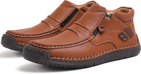 WOWSTICK Men's Slip on Hand-Stitched Leather Loafers, Lightweight Comfort Casual Ankle Chukka Walking Shoes in Saudi Arabia