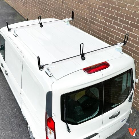 Vantech GFY Heavy Duty 2 Bar Ladder roof Rack, Compatible with Transit Connect 2014 - On Van (White) in Kuwait
