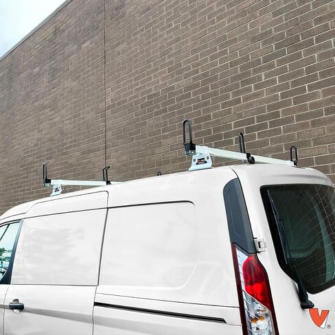 Vantech GFY Heavy Duty 2 Bar Ladder roof Rack, Compatible with Transit Connect 2014 - On Van (White) in Kuwait