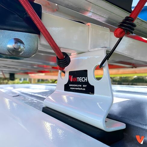 Vantech GFY Heavy Duty 2 Bar Ladder roof Rack, Compatible with Transit Connect 2014 - On Van (White) in Kuwait