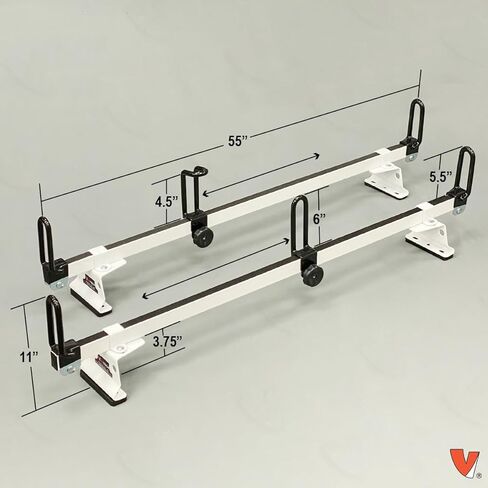 Vantech GFY Heavy Duty 2 Bar Ladder roof Rack, Compatible with Transit Connect 2014 - On Van (White) in Kuwait