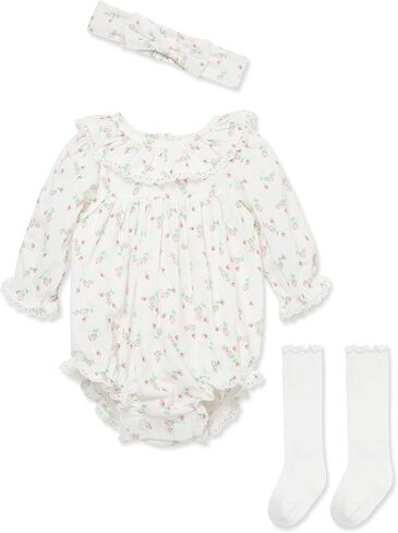 Little Me Clothes for Baby Girls' Bubble Romper, Headband, and Socks Set, 3 Months - 12 Months in Saudi Arabia
