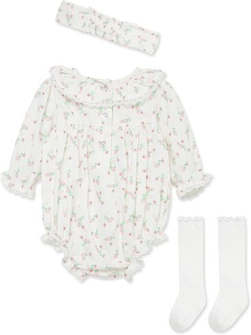 Little Me Clothes for Baby Girls' Bubble Romper, Headband, and Socks Set, 3 Months - 12 Months in Saudi Arabia