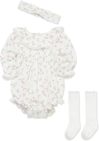 Little Me Clothes for Baby Girls' Bubble Romper, Headband, and Socks Set, 3 Months - 12 Months in Saudi Arabia