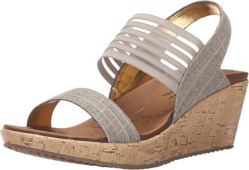 Skechers Women's Beverlee-Smitten Kitten Wedge Sandal, Black/Black, 10 M US in Saudi Arabia