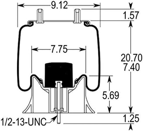 2 pack of TORQUE Trailer Air Spring Bag (Replaces Firestone 9626, W01-358-9626, Hendrickson S-23720, C-23720, Goodyear 1R11-292) (2 x TR9626) in Saudi Arabia