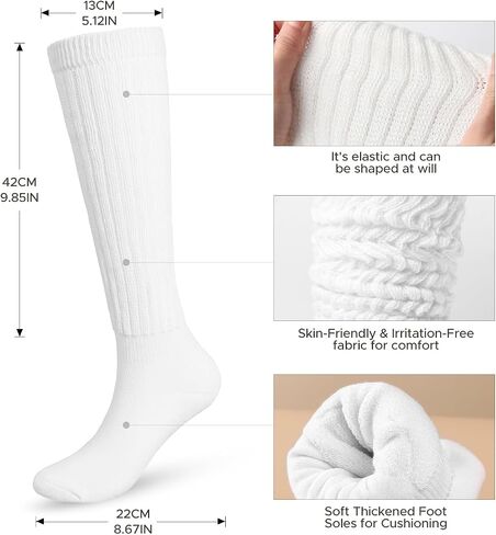 Slouchy Socks Women Slouch Knee High Boot Long Tube Socks 3 Pairs in Saudi Arabia