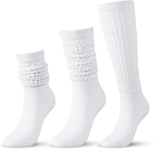 Slouchy Socks Women Slouch Knee High Boot Long Tube Socks 3 Pairs in Saudi Arabia