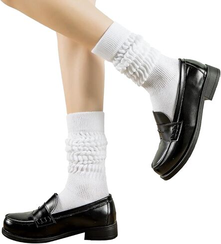 Slouchy Socks Women Slouch Knee High Boot Long Tube Socks 3 Pairs in Saudi Arabia