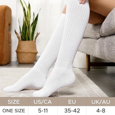 Slouchy Socks Women Slouch Knee High Boot Long Tube Socks 3 Pairs in Saudi Arabia