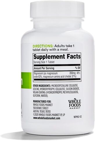 365 by Whole Foods Market, Magnesium 200Mg, 60 Tablets in Saudi Arabia