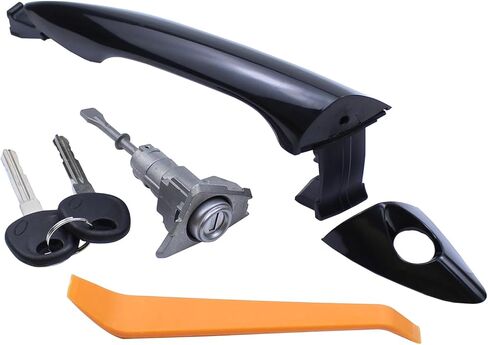 Motoku Black Front Left Door Handle House and Door Lock Cylinder W/Keys for Hyundai Elantra 2011 2012 2013 2014 2015 2016 Outer Outerside Side in Saudi Arabia