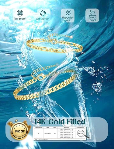ORAZIO Gold Ankle Bracelets for Women, 14k Gold Plated Anklets for Women Waterproof Layered Cuban Figaro Paperclip Link Herringbone Chain Anklets Non Tarnish Summer Beach Jewelry Gift Adjustable Size in Saudi Arabia