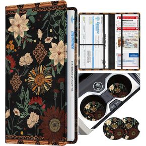 Car Registration and Insurance Card Holder with Magnetic Shut - Vehicle Glove Box Organizer Women Leather Automobile License Holders Coasters Auto Accessories Case for Document Bad Girls in Kuwait