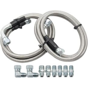 6AN 70" Stainless Steel Braided Transmission Cooler Hose Kit | Fit for GM Chevy 1996-2021 4L80E, Ford C4/C6/AOD & Turbo 350/400/200-200R4/700R4 4L60/4L60E/4L65E in Kuwait