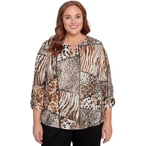 Puff Print Animal Colorblock Top in Saudi Arabia
