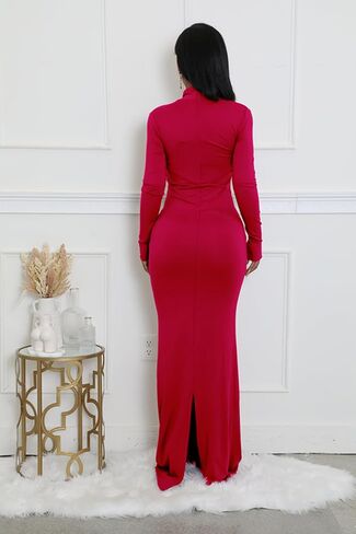 Women's Sexy Slanted Neck Long Sleeved Tight Fish Tail Long Skirt Party Club Cocktail Maxi Dress in Saudi Arabia