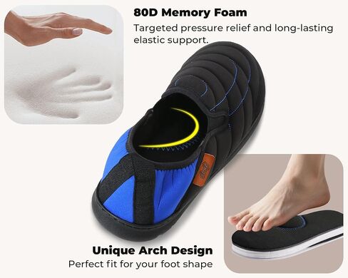Mens Slip On Slippers Coolmax® Two Tone Comfy Slipper Memory Foam Slippers Indoor Outdoor Men's House Shoes Loafers | Moisture-wicking | Breathable in Saudi Arabia