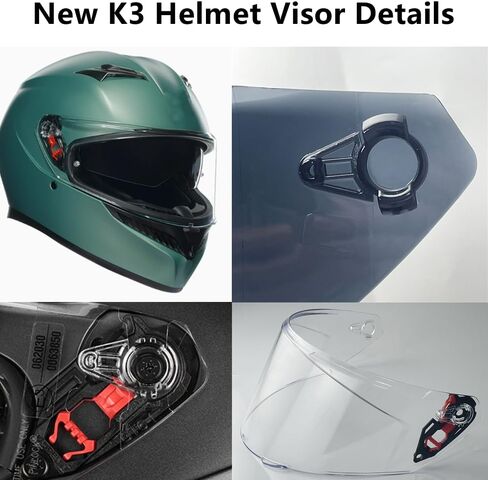 Replacement Helmet Visor for New K3, Motorcycle Helmet Shield Faceshield Visor Lens Compatible with AGV K3 DOT(E2206) Helmet(Deep Black) in Saudi Arabia