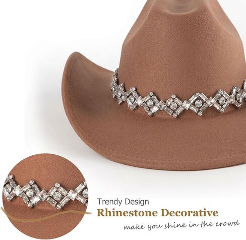 النساء الغربيات رعاة البقر قبعة رينستون قبعة رعاة البقر الحافة الحافة لحفلة موسيقى الديسكو in Kuwait