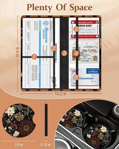 Car Registration and Insurance Card Holder with Magnetic Shut - Vehicle Glove Box Organizer Women Leather Automobile License Holders Coasters Auto Accessories Case for Document Bad Girls in Kuwait
