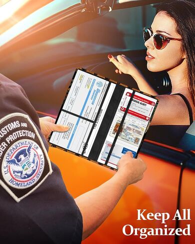 Car Registration and Insurance Card Holder with Magnetic Shut - Vehicle Glove Box Organizer Women Leather Automobile License Holders Coasters Auto Accessories Case for Document Bad Girls in Kuwait