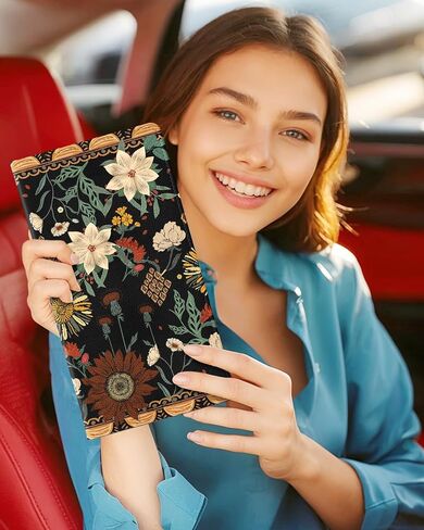 Car Registration and Insurance Card Holder with Magnetic Shut - Vehicle Glove Box Organizer Women Leather Automobile License Holders Coasters Auto Accessories Case for Document Bad Girls in Kuwait