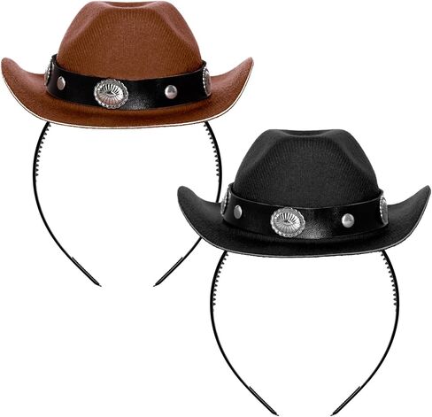 2 PCS Cowboy Hat Hat Cowgirl Mini Hat العقال للنساء Girl Western Cowboy Birthday Halloween Garty Form in Kuwait