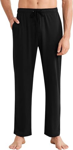 Vulcanodon Mens Cotton Pajama Pants Lightweight Soft Sleep Bottoms with Pockets and Button Fly Lounge PJ in Saudi Arabia