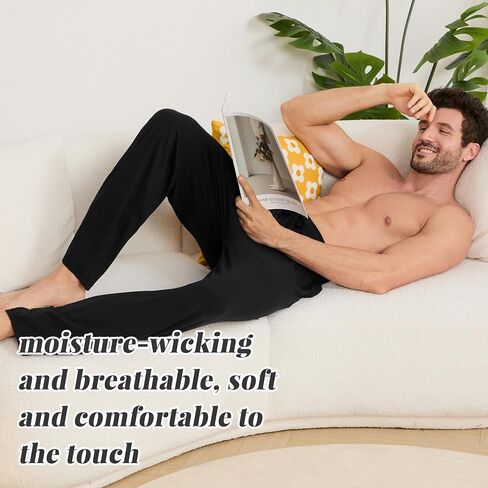 Vulcanodon Mens Cotton Pajama Pants Lightweight Soft Sleep Bottoms with Pockets and Button Fly Lounge PJ in Saudi Arabia