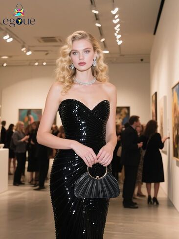 محافظ القابض الأسود للنساء - حقائب مسائية متألقة أنيقة لحفلات الزفاف ، وليالي حفلة موسيقية ، وحفلات كوكتيل وأحداث رسمية in Kuwait