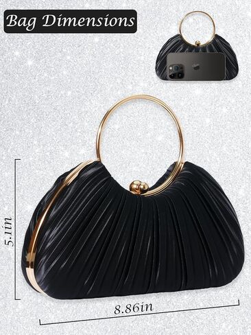 محافظ القابض الأسود للنساء - حقائب مسائية متألقة أنيقة لحفلات الزفاف ، وليالي حفلة موسيقية ، وحفلات كوكتيل وأحداث رسمية in Kuwait