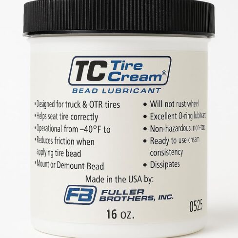 Fuller Bros 16 Oz Jar Tire Cream Tire Mounting Lubricant – Non-Toxic, Non-Rust, Fast-Drying Formula for All Tire Types – Protects Bead & Rim – Made in USA in Saudi Arabia