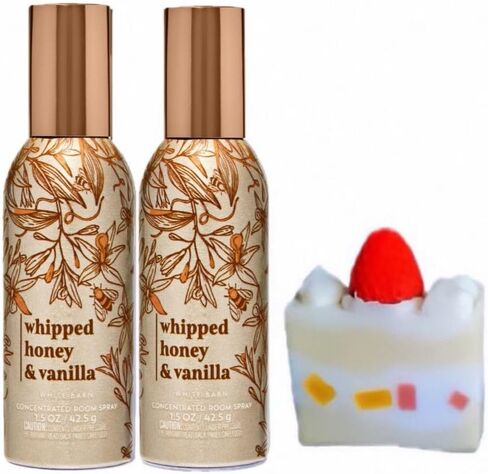 Whipped Honey & Vanilla - White Barn - Bath/Body Work - 2 Concentrated Room Spray 1.5 oz / 42.5 g and Strawberry Soap Cake (Label Artwork Varies) in Saudi Arabia