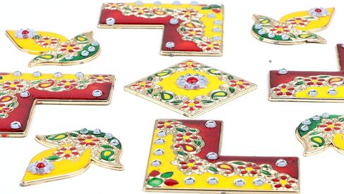 Navrang Diya Red & Yellow Design Diwali Acrylic Handmade Rangoli Home Decor in Saudi Arabia