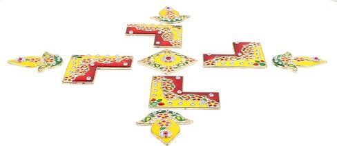 Navrang Diya Red & Yellow Design Diwali Acrylic Handmade Rangoli Home Decor in Saudi Arabia