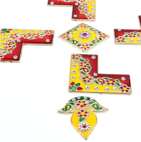 Navrang Diya Red & Yellow Design Diwali Acrylic Handmade Rangoli Home Decor in Saudi Arabia