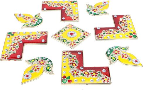 Navrang Diya Red & Yellow Design Diwali Acrylic Handmade Rangoli Home Decor in Saudi Arabia