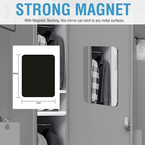 Magnetic Locker Mirror | Shatterproof Acrylic with Heavy-Duty Backing & Rounded Corners | Lightweight Frameless Design for Fridges, Offices, School Lockers & Toolboxes in Saudi Arabia