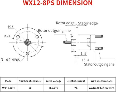 Compact slip ring 0.48 inches 8 wires 2 amps Can transmit conventional signals Can be used with motors or rotating light strips in Saudi Arabia