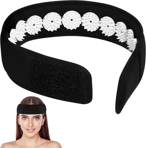 Acupressure Wrap Belt Headband: 1pc Acupressure Headband for Muscle Stress Relaxation, Black Massager for Meditation, Massage Tool for Head Neck Facial Skin Lift, 70x7cm in Kuwait