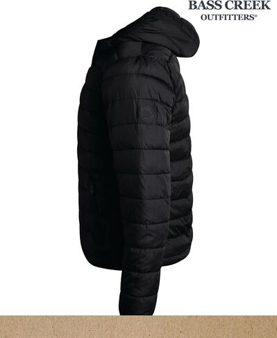 Bass Creek Outfitters Mens Puffer Jacket - Water Proof Zip Up Hooded Lightweight Jacket for Men - Insulated Jackets for Men in Saudi Arabia