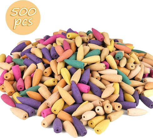 500Pcs Large Backflow Incense Cones for Waterfall - Natural Mixed Scents Waterfall incens Fits All Backflow Incense Burners, Meditation Yoga Aromatherapy, Scented Cones(Mix) in Saudi Arabia