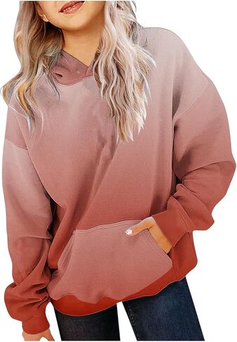 Hoodies Wkishenl للفتيات في سن المراهقة العصرية ذات الأكمام الطويلة ذات الأكمام الطويلة قمم بلوزات مقنعين لطيف مع جيوب 2-13 سنة in Saudi Arabia